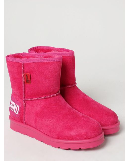 Love Moschino Pink Flat Ankle Boots