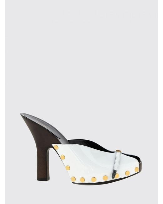 Versace White Sassi Patent Leather Mules With Studs