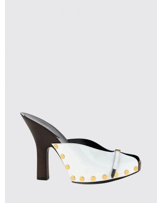 Versace White Sassi Patent Leather Mules With Studs