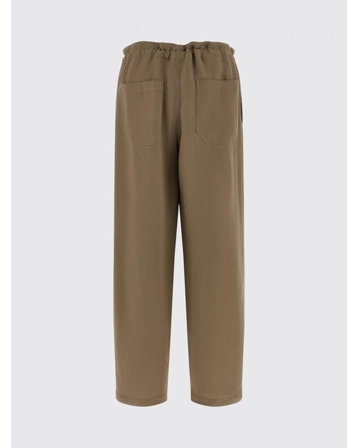 Brunello Cucinelli Natural Viscose And Linen Trousers