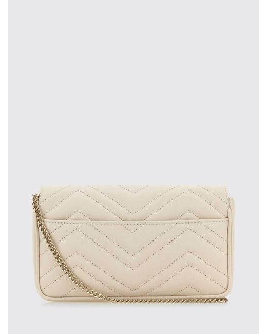 Gucci Natural Gg Marmont Mini Chevron Matelassé Leather Bag With Chain Strap