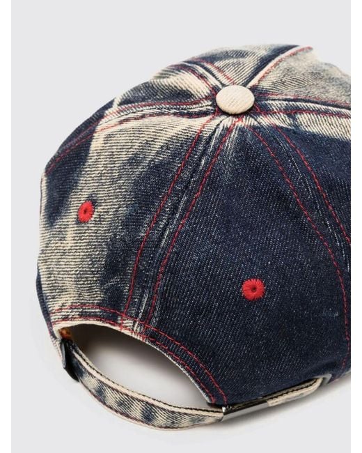 DIESEL Blue Bleached Denim Baseball Cap With Oval D Logo for men