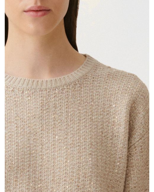 Fabiana Filippi Natural Short-Sleeved Crewneck Jumper