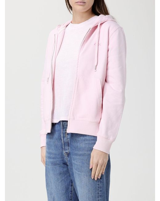 Sun 68 Pink Cotton Zip-Up Hoodie