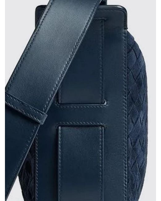 Bottega Veneta Blue Tribeca Woven Suede Shoulder Bag for men