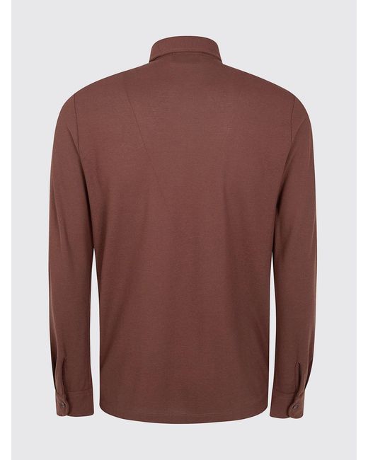 Zanone Purple Long-Sleeved 100% Cotton Polo Shirt With Classic Collar for men