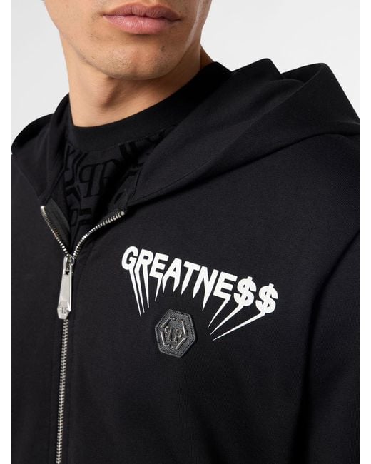 Philipp Plein Black Cotton Zip-Up Hoodie for men
