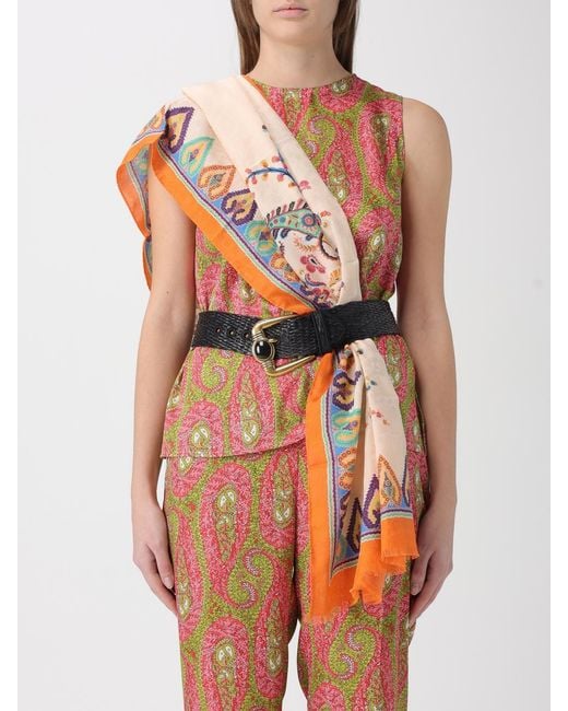 Etro Multicolor Cotton And Modal Scarf With Geometric And Floral Motif