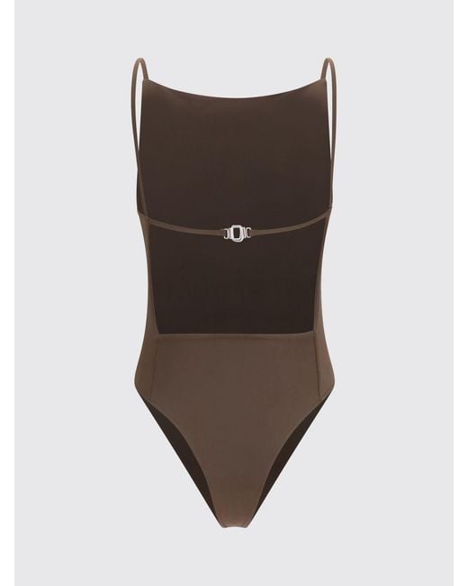 Jacquemus Brown One-Piece Swimsuit With A Square-Cut Open Back And Thin Straps