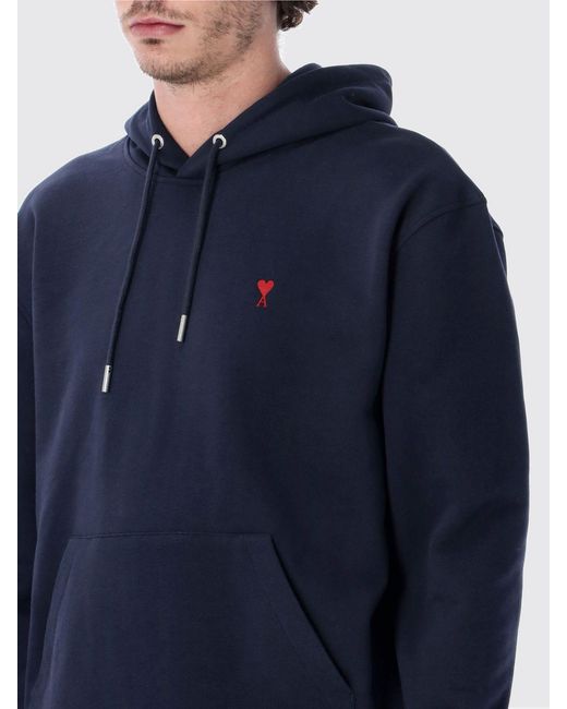 AMI Blue Cotton Hoodie for men