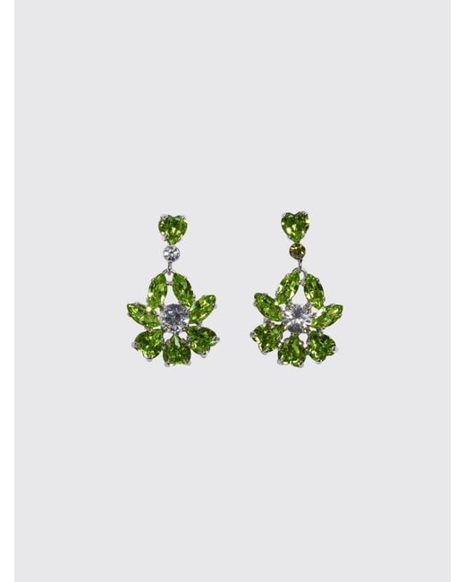 Simone Rocha Blue Heartbloom Brass Earrings With Set Rhinestones