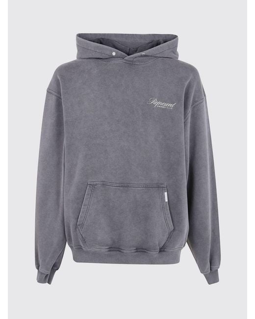 Represent Gray Cotton Hoodie With Logo for men