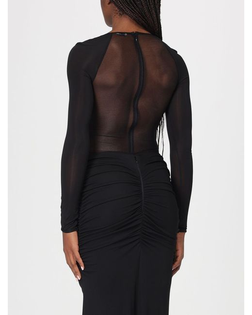 Elisabetta Franchi Black Stretch Viscose Bodysuit Top