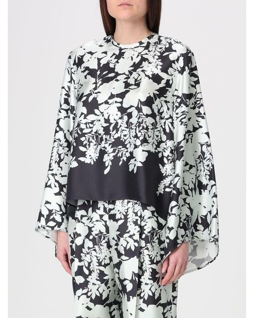 Agnona White Floral Silk Blouse