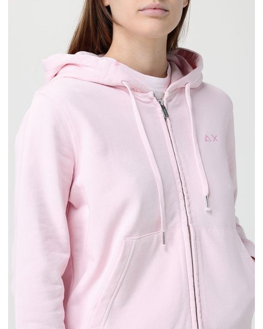 Sun 68 Pink Cotton Zip-Up Hoodie