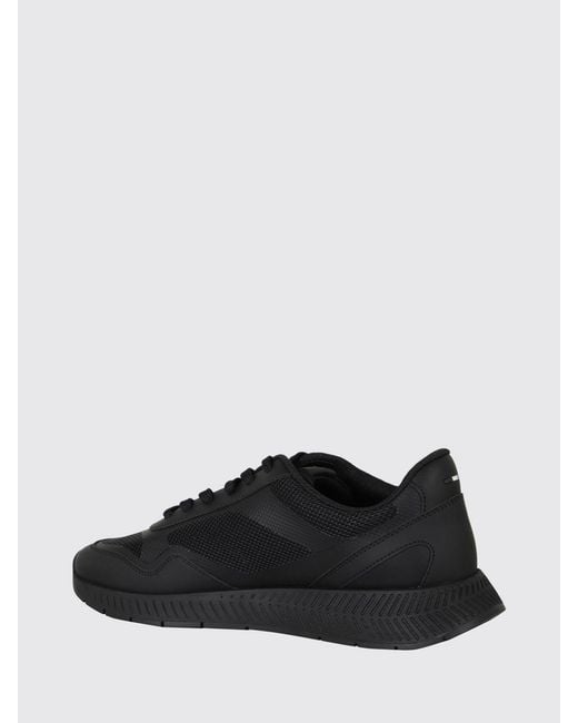 Boss Black Titanium Polyester Trainers With Printed Logo And Mesh Lining for men