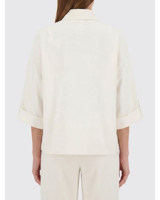 Camisa De Mezcla De Lino Eleventy de color White