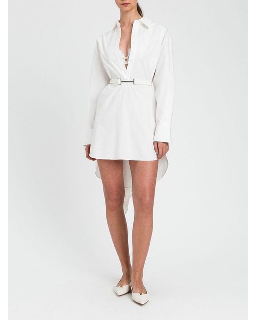 Twinset White Cotton Poplin Shirt Dress