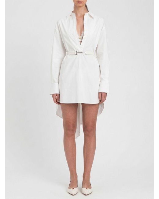 Twinset White Cotton Poplin Shirt Dress