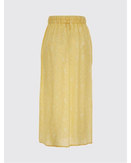Grifoni Yellow Floral-Pattern Pleated Viscose Midi Skirt With Drawstring Waist