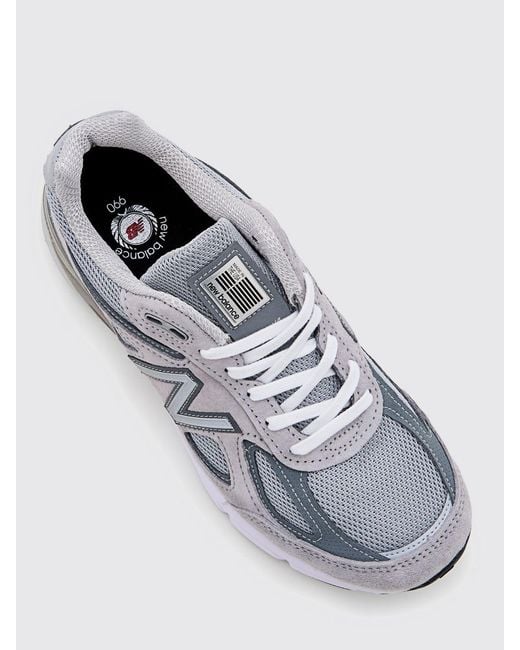 New Balance White 990 Leather And Mesh Sneakers for men