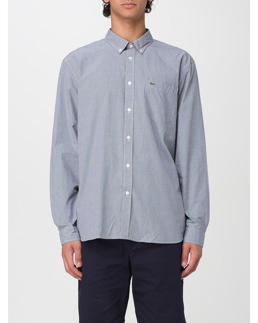 Lacoste Blue Comfortable Cotton Poplin Shirt With Long Sleeves for men