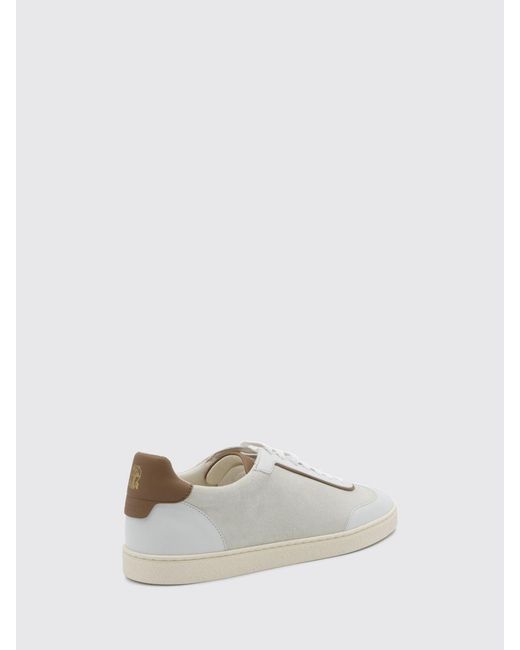 Brunello Cucinelli White Low Top Smooth And Suede Calfskin Sneakers for men