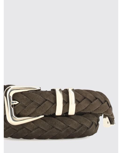 Brunello Cucinelli White Woven Suede Belt With Tip for men