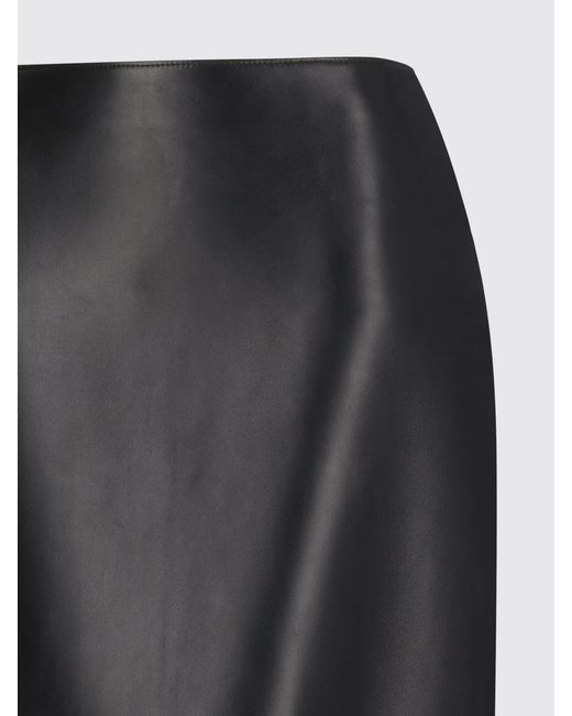 Fendi Black Leather Midi Skirt