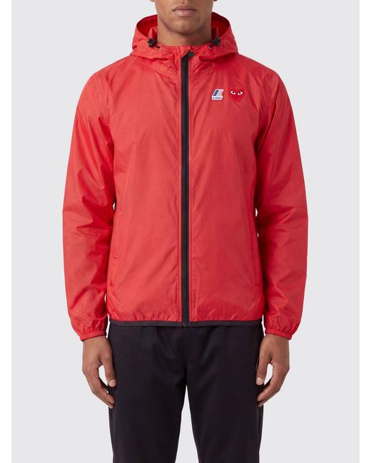 COMME DES GARCONS PLAY X K-WAY Red Comme Des Garçons Play X K-Way Hooded Nylon Windbreaker Jacket for men