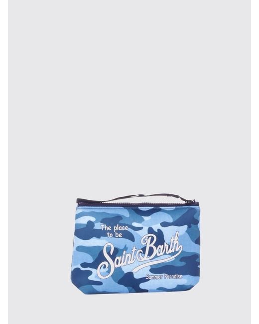 Mc2 Saint Barth Blue Aline Striped Polyester Pouch for men