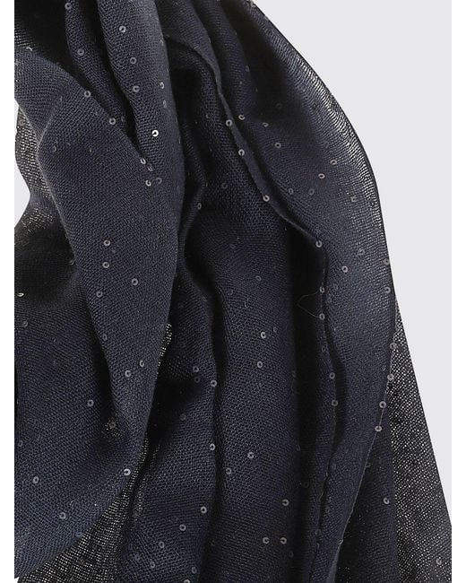 Brunello Cucinelli Black Wool Scarf With Sequins