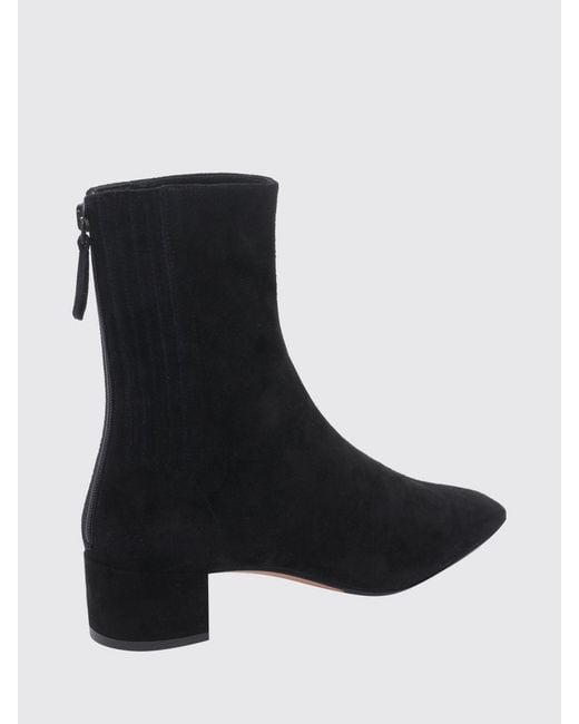 Aquazzura Black Saint Honorè Suede Ankle Boots With Square Toe