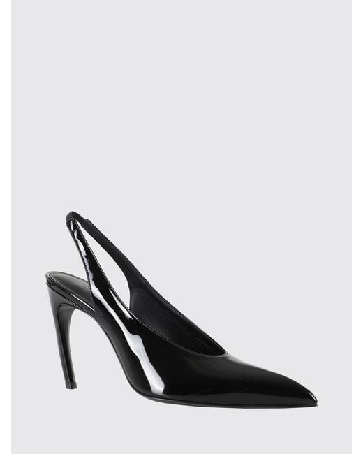 The Attico Black Viper Patent Leather Slingback Pumps With A Curved High Heel