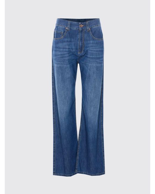 Brunello Cucinelli Blue Flared Denim Jeans With Monile