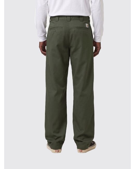 Carhartt Green Master Wide-Leg Cotton-Blend Pants With A Mid-Rise Waist for men