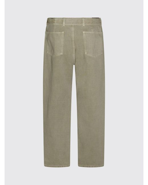 Lemaire Natural Wide Leg Cotton Trousers With Adjustable Waist Belt for men