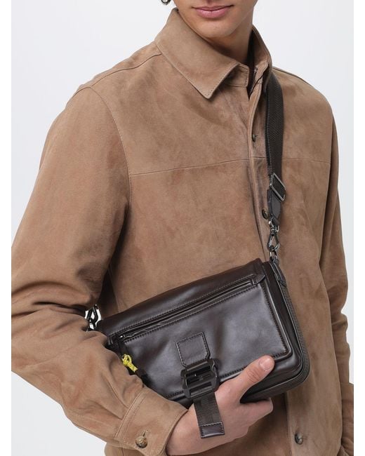 Fendi Gray Flux Messenger Calfskin Leather Bag for men
