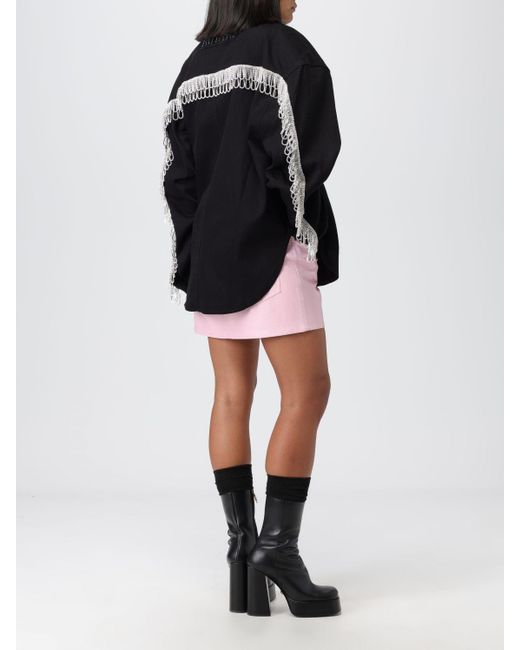 ROTATE BIRGER CHRISTENSEN Black Crystal Organic Cotton Shirt Jacket