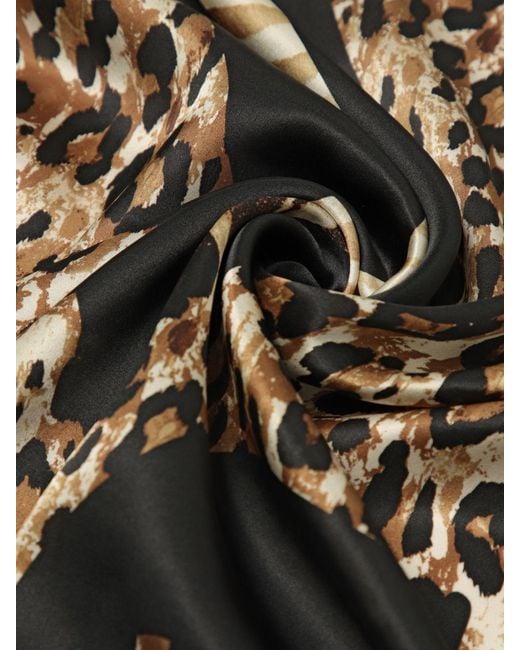 Just Cavalli Black Foliage Print Silk Scarf