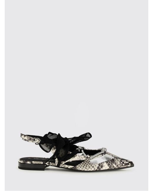 Pinko White Roccia Python Print Leather Ballerinas