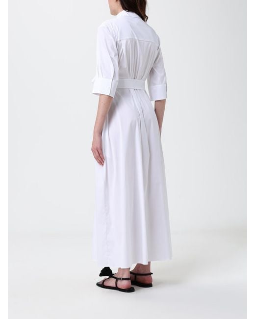 Max Mara White Cotton Blend Chemisier Dress