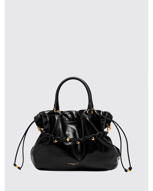 Gianni Chiarini Black Morgana Leather Handbag With Drawstring Closure