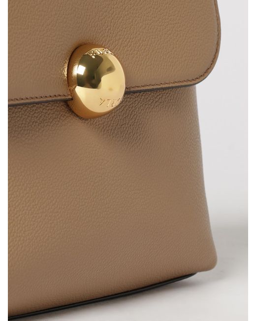 Furla Natural Moonlight Cowhide Leather Handbag By With Flap Closure