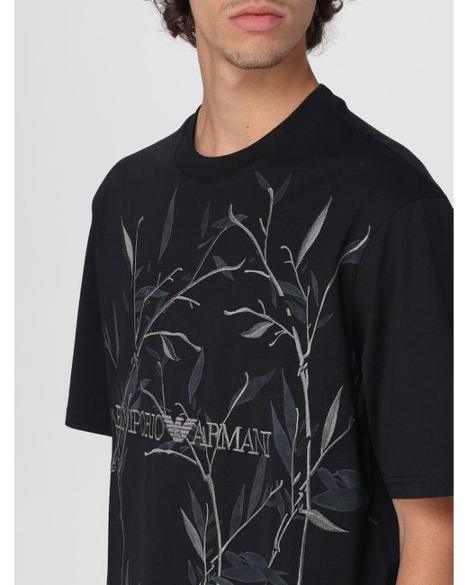 T-shirt stampata di Emporio Armani in Black da Uomo