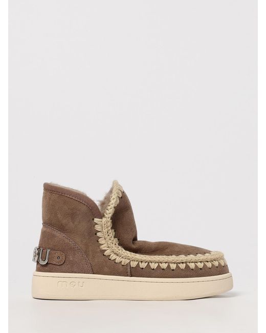 Mou Brown Flat Ankle Boots