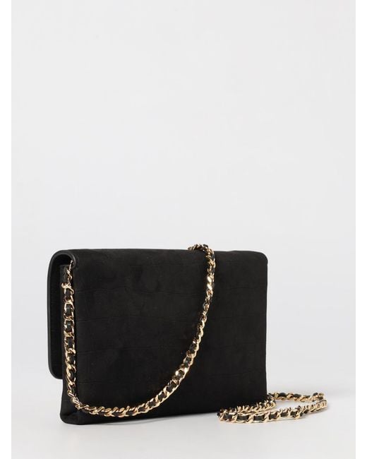 Elisabetta Franchi Black Suede Crocodile Print Bag