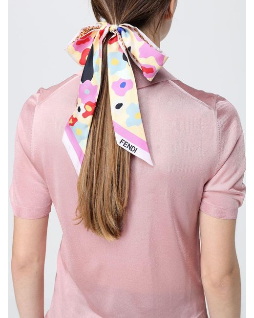 Fendi White Printed Silk Scarf