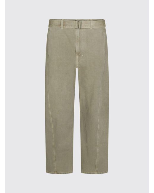 Lemaire Natural Wide Leg Cotton Trousers With Adjustable Waist Belt for men