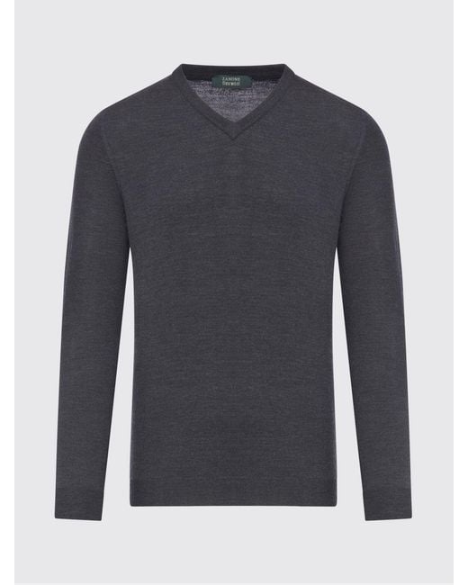 Zanone Blue V-Neck Sweater for men